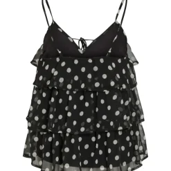 VILA DAME TOP VIHARLEY - Black White Dots Hot