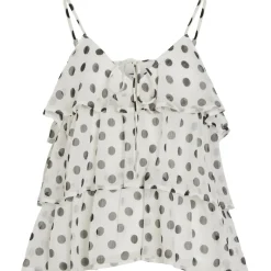 VILA DAME TOP VIHARLEY - Cloud Dancer BLACK DOTS Online