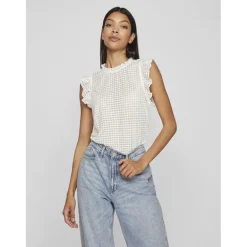VILA dame top VINETE - Cloud Dancer Online