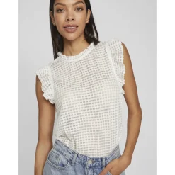 VILA dame top VINETE - Cloud Dancer Online