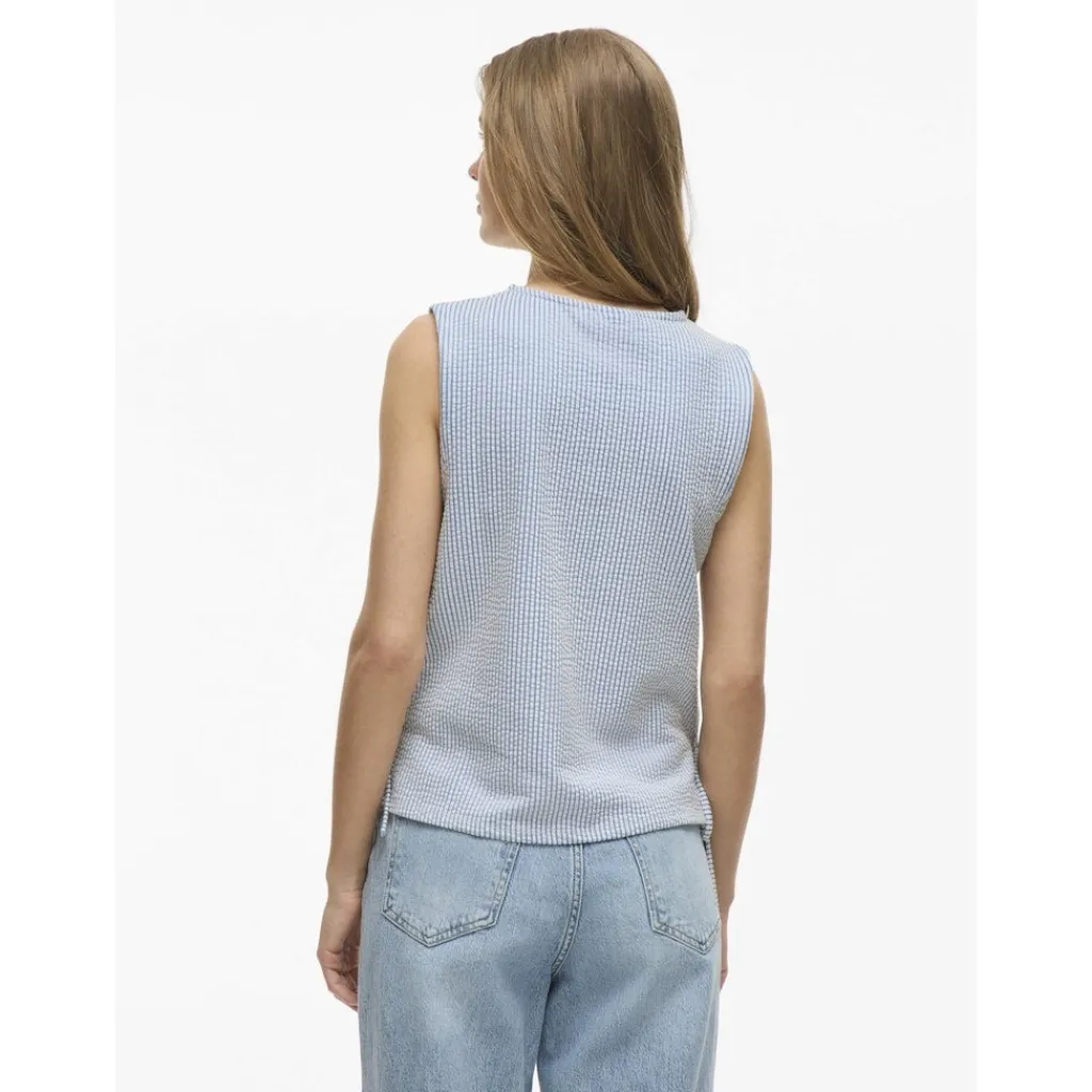 VILA dame top VISTRIPLO - Regatta Stripes BIRCH Hot