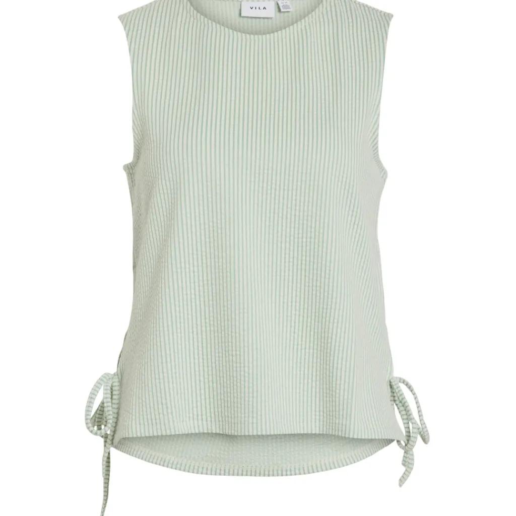 VILA dame top VISTRIPLO - Silt Green Stripes BIRCH Hot